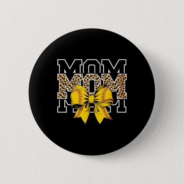 Softll Bow Women For Softll Leopard Mom Mothers Da 6 Cm Round Badge (Front)