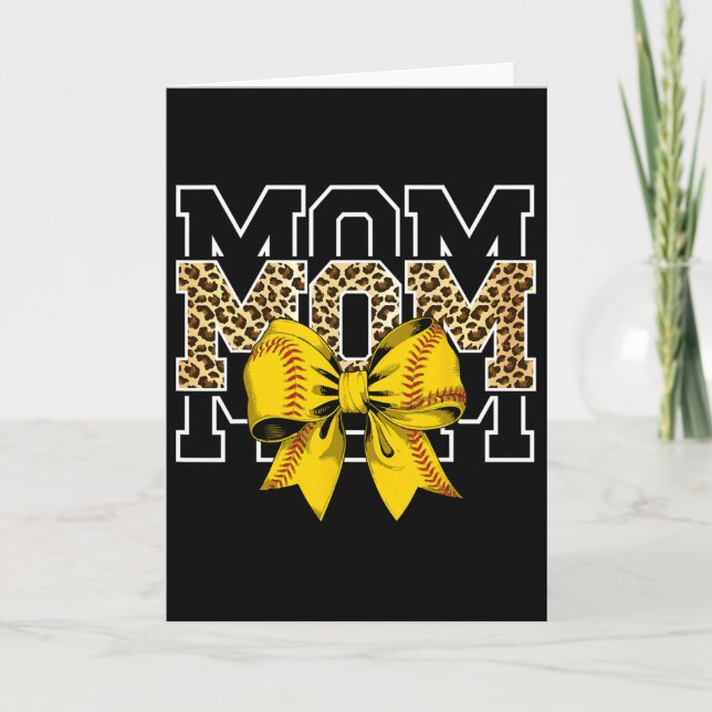 Softll Bow Women For Softll Leopard Mom Mothers Da Card (Front)
