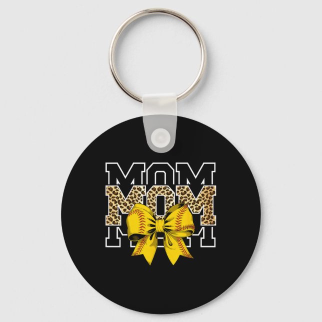 Softll Bow Women For Softll Leopard Mom Mothers Da Key Ring (Front)