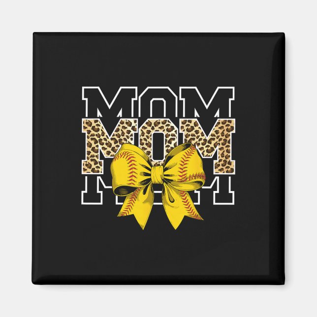 Softll Bow Women For Softll Leopard Mom Mothers Da Magnet (Front)