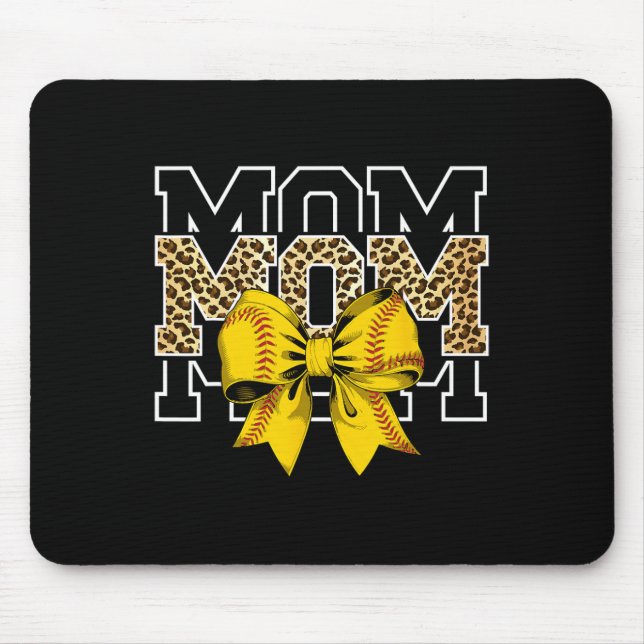 Softll Bow Women For Softll Leopard Mom Mothers Da Mouse Pad (Front)
