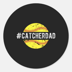 Softll Catcher Dad Of A Softll Catcher Classic Round Sticker