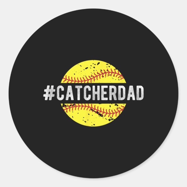 Softll Catcher Dad Of A Softll Catcher  Classic Round Sticker (Front)