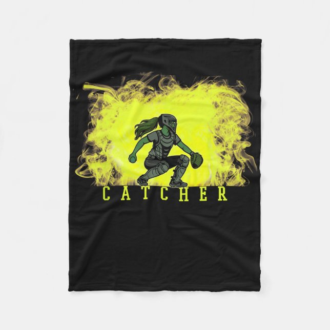 Softll Catcher Player With Yellow Smoke Ckground A Fleece Blanket (Front)