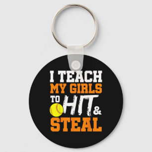 Softll Coach I Teach My Girls To Hit And Steal Gif Key Ring