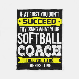 Softll Coach If At First You Don't Succeed Funny Fleece Blanket