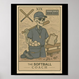 Softll Coach Tarot Card Skeleton Game Day Sport Lo Poster
