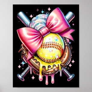 Softll Coquette Bow Softll Mom Drip Home Plate Dri Poster