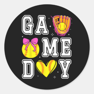 Softll Coquette Bow Softll Mom Game Day Softll Mam Classic Round Sticker