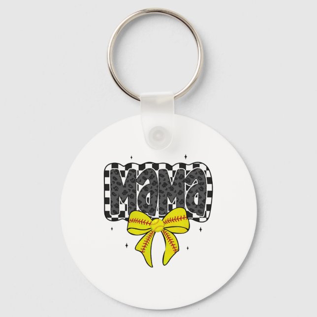 Softll Coquette Bow Softll Mom Game Day Softll Mam Key Ring (Front)