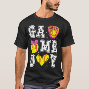 Softll Coquette Bow Softll Mom Game Day Softll Mam T-Shirt