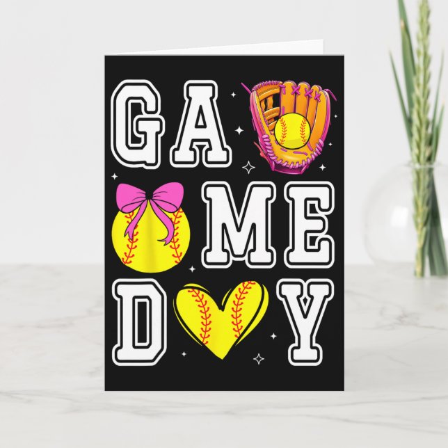 Softll Coquette Bow Softll Mum Game Day Softll Mam Card (Front)