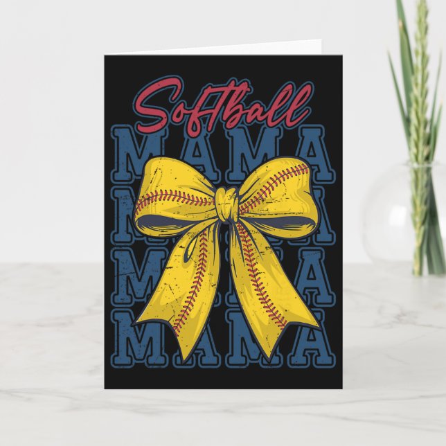 Softll Coquette Bow Softll Mum Game Day Softll Mam Card (Front)