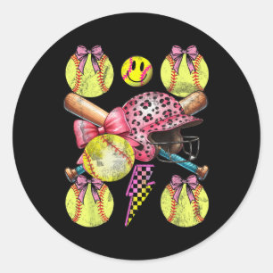 Softll Coquette Bows Game Day Softll Lover _1  Classic Round Sticker