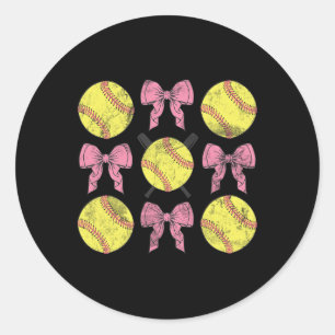 Softll Coquette Bows Game Day Softll Lover  Classic Round Sticker