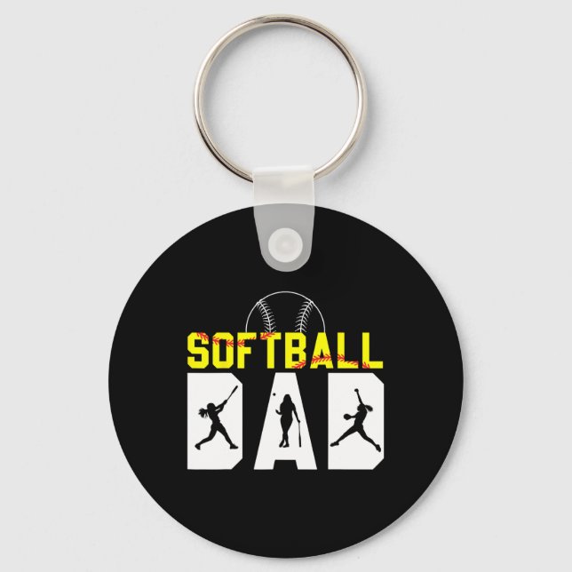 Softll Dad Father&# s Day American Softll Player  Key Ring (Front)