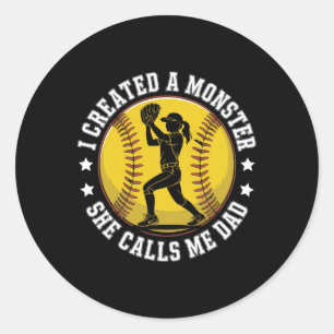 Softll Dad Funny Monster Proud Parent For Player G Classic Round Sticker