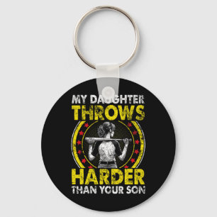 Softll Dad My Daughter Throws Harder Funny Softll Key Ring