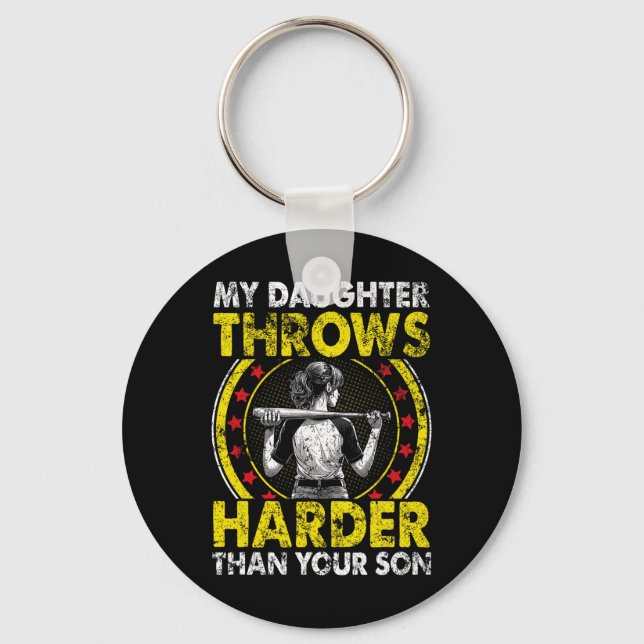 Softll Dad My Daughter Throws Harder Funny Softll  Key Ring (Front)