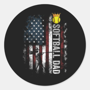 Softll Dad Us Flag Gifts For Dad Men Patriotic Fat Classic Round Sticker