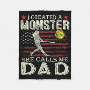 Softll Dad Us Flag I Created A Monster She Calls M Fleece Blanket