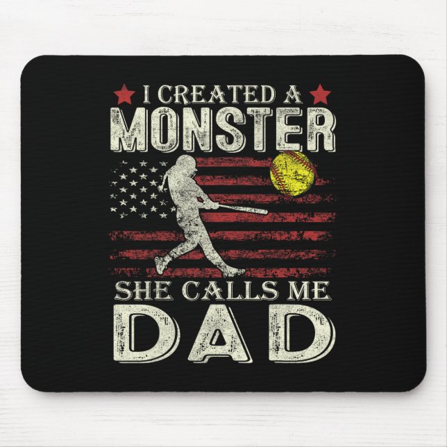 Softll Dad Us Flag I Created A Monster She Calls M Mouse Pad (Front)