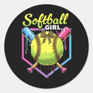 Softll Drip Girls Ice Cream Drip Youth Softll Girl Classic Round Sticker