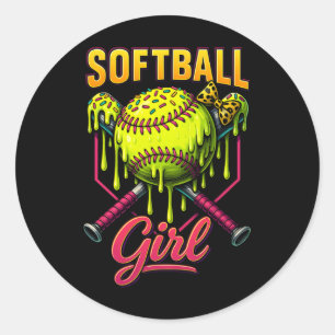 Softll Drip Girls Ice Cream Drip Youth Softll Girl Classic Round Sticker