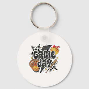 Softll Game Day Mama Lightning Bolt Leopard Mother Key Ring