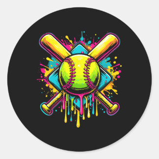 Softll Girl Ice Cream Softll Drip  Classic Round Sticker