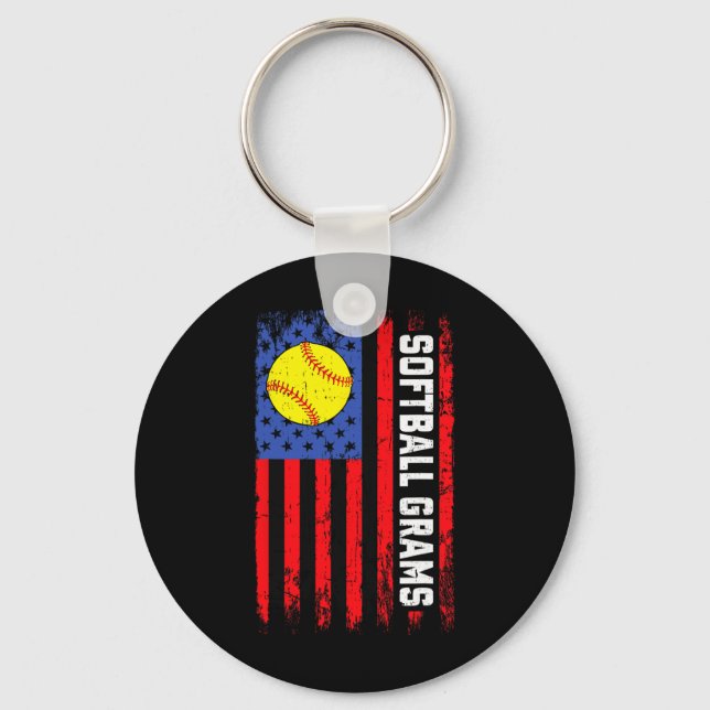 Softll Grams American Flag Funny Softll Player  Key Ring (Front)