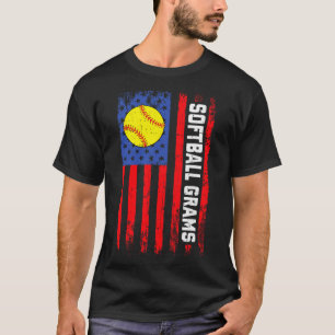 Softll Grams American Flag Funny Softll Player  T-Shirt