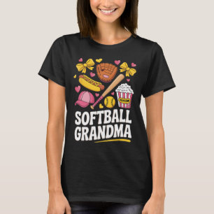 Softll Grandma Coquette Bow Softll Player Mother's T-Shirt