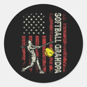 Softll Grandpa Us Flag Gifts Dad Men Patriotic Fat Classic Round Sticker