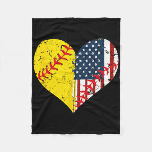 Softll Heart American Flag 4th Of July Gift Fleece Blanket