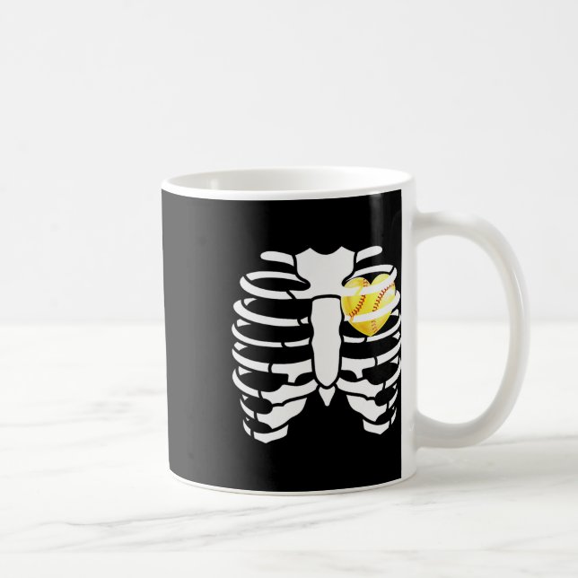 Softll Heart Inside Ribs Skeleton Halloween Costum Coffee Mug (Right)