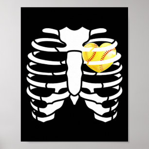 Softll Heart Inside Ribs Skeleton Halloween Costum Poster