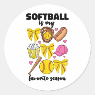 Softll Is My Favourite Season Softll Mum Women Gir Classic Round Sticker