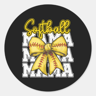 Softll Mama Coquette Bow Sport Mum Mothers Day Classic Round Sticker