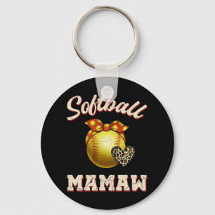 Softll Mamaw Leopard Heart Fans Mother's Day Gift Key Ring