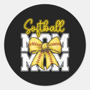 Softll Mum Coquette Bow Sport Mama Mothers Day Classic Round Sticker