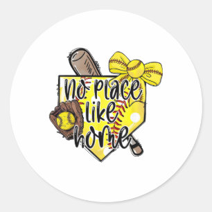 Softll No Place Like Home Funny Sports Mum Retro  Classic Round Sticker