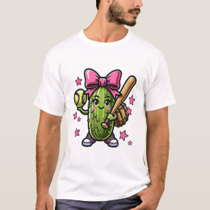 Softll Pickle Sports Girls Sell With Pink Bow Cute T-Shirt