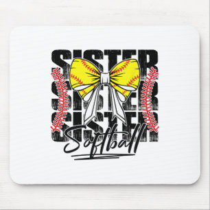 Softll Sister Coquette Bow Sports Game Day Softll Mouse Pad
