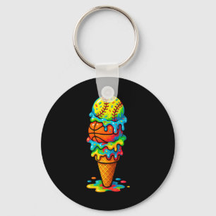 Softll Sketll Ice Cream Drip Colorful Summer Game Key Ring
