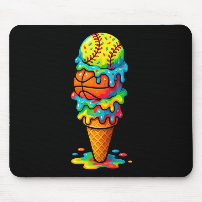 Softll Sketll Ice Cream Drip Colourful Summer Game Mouse Pad (Front)