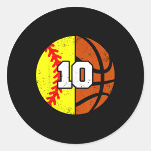 Softll Sketll Number 10 Jersey Funny 10th Birthday Classic Round Sticker