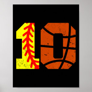 Softll Sketll Number 10 Jersey Funny 10th Birthday Poster