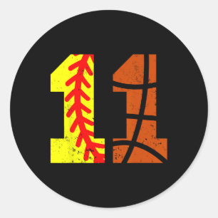 Softll Sketll Number 11 Jersey Funny 11th Birthday Classic Round Sticker