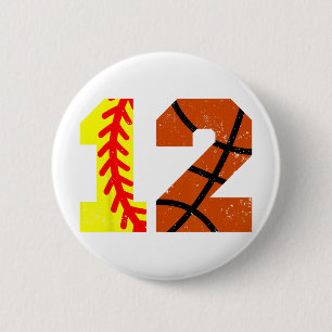 Softll Sketll Number 12 Jersey Funny 12th Birthday 6 Cm Round Badge